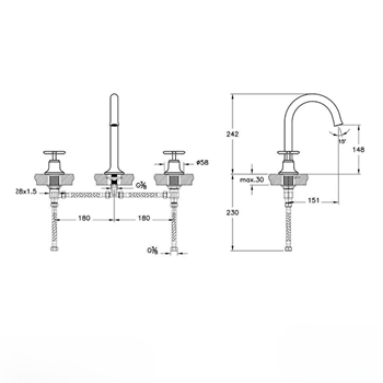 Vitra Origin Classic Ankastre Lavabo Bataryası (3 Delikli Lavabolar İçin), Fırçalı Altın A4289125