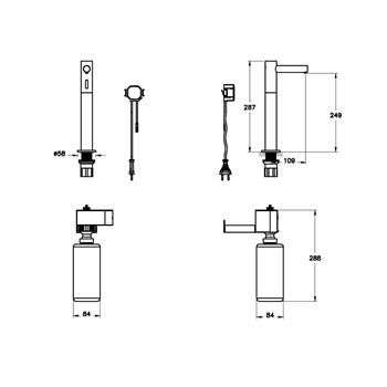 Vitra Origin Sıvı Sabunluk Yüksek Fotoselli (Elektrikli-Uzun), Fırçalı Nikel A4476034