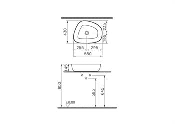 Vitra Outline Asimetrik Çanak Lavabo, 56 cm, Mat Siyah, 5991B483-0016  (sadece istanbul teslimat için uygundur )
