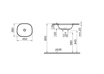 Vitra Plural Kare Alçak Çanak Lavabo, 45 cm, 7810B403-0016