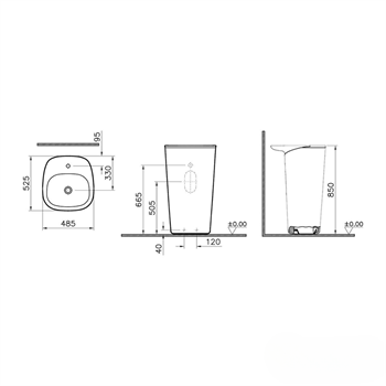 Vitra Plural Monoblok Lavabo, 50 cm, Mat Siyah, 7814B483-0041