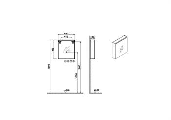 Vitra Prime Dolaplı Aydınlatmalı Ayna (Sol), 60 cm, 67001 