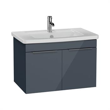 Vitra Quadrum Set Lavabo Dolabı Asma Ayna Kapaklı 80Cm Parlak Antrasit 69620