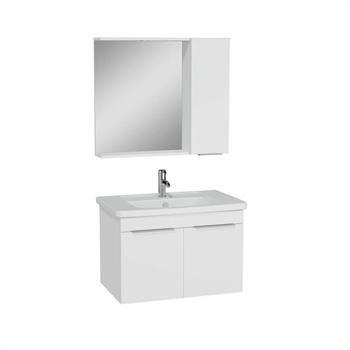 Vitra Quadrum Set Lavabo Dolabı Asma Ayna Kapaklı 80Cm Parlak Beyaz 69619