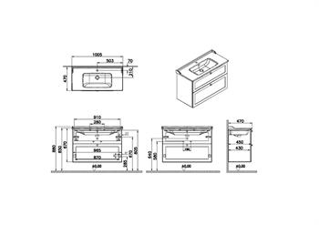 Vitra Root Classic Çift Çekmeceli Lavabo Dolabı 100 Cm Mat Beyaz (Klasik Lavabo Dahil) 68890