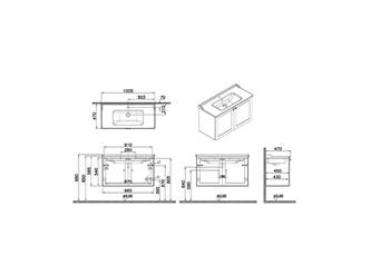 Vitra Root Classic Kapaklı Lavabo Dolabı 100 Cm Mat Gri (Klasik Lavabo Dahil) 68745