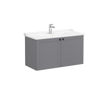 Vitra Root Classic Kapaklı Lavabo Dolabı 100 Cm Mat Gri (Klasik Lavabo Dahil) 68745