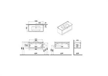 Vitra Root Classic Tek Çekmeceli Lavabo Dolabı 100 Cm Mat Gri (Klasik Lavabo Dahil) 68829