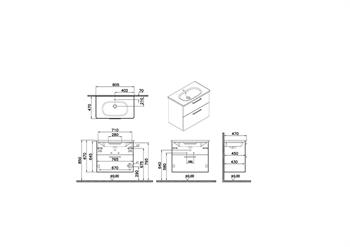 Vitra Root Flat İki Çekmeceli Lavabo Dolabı 80 Cm Parlak Sahra Beji (Yuvarlak Lavabo Dahil) 66309