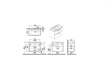 Vitra Root Flat İki Çekmeceli Lavabo Dolabı, 80 cm, Doğal Meşe (Köşeli Lavabo Dahil) 66302 