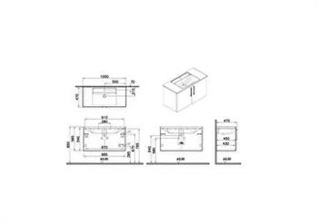 Vitra Root Flat Kapaklı Lavabo Dolabı 100 Cm Mat Lacivert (Köşeli Lavabo Dahil) 68168