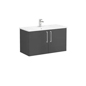 Vitra Root Flat Kapaklı Lavabo Dolabı 100 Cm Mat Fırtına Gri (Köşeli Lavabo Dahil) 68167