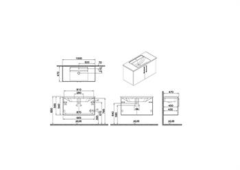 Vitra Root Flat Kapaklı Lavabo Dolabı, 100 cm, Parlak Beyaz (Köşeli Lavabo Dahil) 66318 