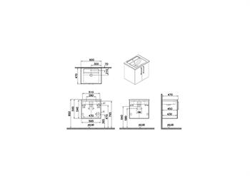 Vitra Root Flat Kapaklı Lavabo Dolabı 60 Cm Mat Fırtına Gri (Köşeli Lavabo Dahil) 68131