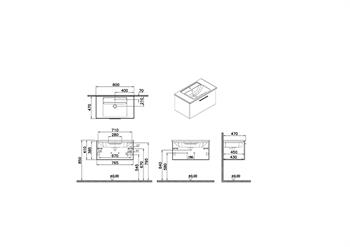 Vitra Root Flat Tek Çekmeceli Lavabo Dolabı 80 Cm Parlak Beyaz (Köşeli Lavabo Dahil) 66426