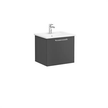 Vitra Root Flat Tek Çekmeceli Lavabo Dolabı 60 Cm Mat Fırtına Gri (Köşeli Lavabo Dahil) 68203