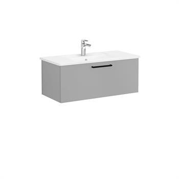 Vitra Root Flat Tek Çekmeceli Lavabo Dolabı, 100 cm, Mat Kaya Gri (Köşeli Lavabo Dahil) 68242