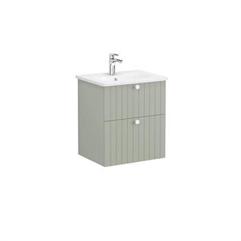 Vitra Root Groove Çift Çekmeceli Lavabo Dolabı 60 Cm Mat Retro Yeşil (Yuvarlak Lavabo Dahil) 69421