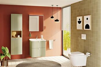 Vitra Root Groove Çift Çekmeceli Lavabo Dolabı 60 Cm Mat Retro Yeşil (Yuvarlak Lavabo Dahil) 69421