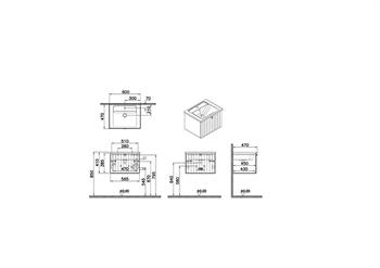 Vitra Root Groove Çift Çekmeceli Lavabo Dolabı 80 Cm Mat Gri (Yuvarlak Lavabo Dahil) 69438