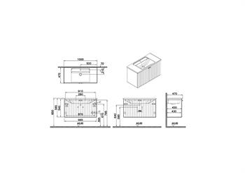 Vitra Root Groove Kapaklı Lavabo Dolabı 100 Cm Mat Beyaz (Köşeli Lavabo Dahil) 69303