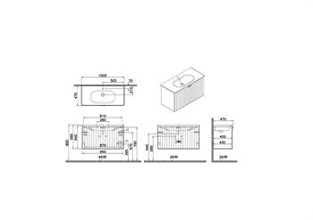 Vitra Root Groove Kapaklı Lavabo Dolabı 100 Cm Mat Gri (Yuvarlak Lavabo Dahil) 69312