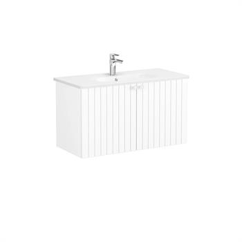 Vitra Root Groove Kapaklı Lavabo Dolabı 100 Cm Mat Beyaz (Yuvarlak Lavabo Dahil) 69310