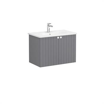 Vitra Root Groove Kapaklı Lavabo Dolabı 80 Cm Mat Gri (Yuvarlak Lavabo Dahil) 69291