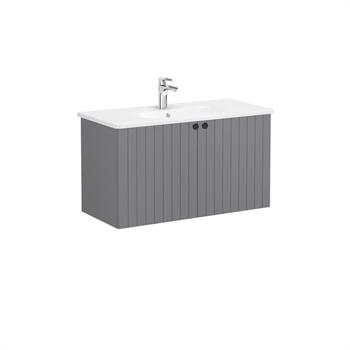 Vitra Root Groove Kapaklı Lavabo Dolabı 100 Cm Mat Gri (Yuvarlak Lavabo Dahil) 69312