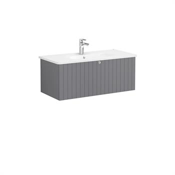Vitra Root Groove Tek Çekmeceli Lavabo Dolabı 100 Cm Mat Gri (Yuvarlak Lavabo Dahil) 69396