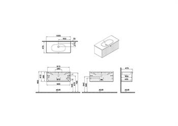 Vitra Root Groove Tek Çekmeceli Lavabo Dolabı 100 Cm Mat Gri (Yuvarlak Lavabo Dahil) 69396