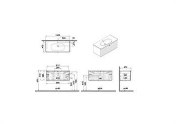 Vitra Root Groove Tek Çekmeceli Lavabo Dolabı 100 Cm Mat Lacivert (Yuvarlak Lavabo Dahil) 69399