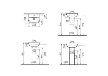Vitra S20 Lavabo 45 Cm 5500L003-0001  (sadece istanbul teslimat için uygundur )