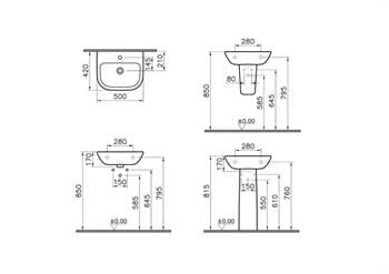 Vitra S20 Lavabo, 50 cm, 5501L003-0001 