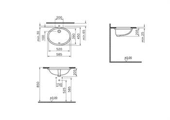 Vitra S20 Tezgah Altı Lavabo, 52 cm, 6069B003-0012