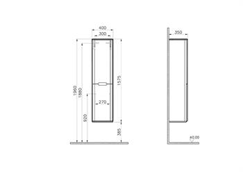 Vitra Sento Ayaksız Boy Dolabı, Sol, Mat Antrasit, 60862 