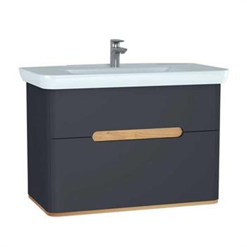 Vitra Sento Çift Çekmeceli Lavabo Dolabı, Ayaksız, 100 Cm, Mat Antrasit 60838