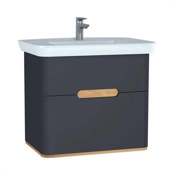 Vitra Sento Çift Çekmeceli Lavabo Dolabı, Ayaksız, 80 Cm, Mat Antrasit 60836
