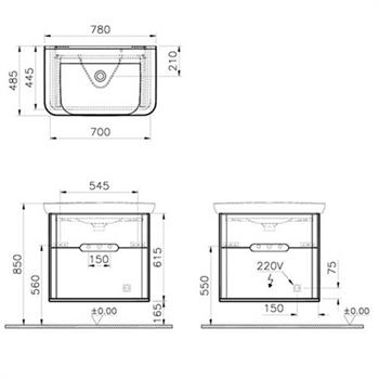 Vitra Sento Çift Çekmeceli Lavabo Dolabı, Ayaksız, 80 Cm, Mat Beyaz 60824