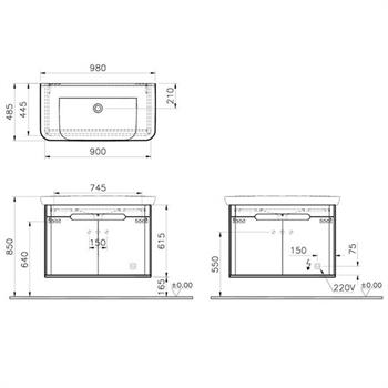 Vitra Sento Kapaklı Lavabo Dolabı, Ayaksız, 100 Cm, Mat Antrasit 60811