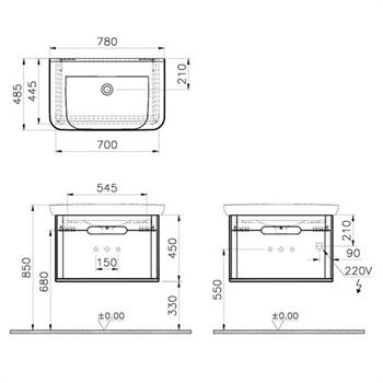 Vitra Sento Tek Çekmeceli Lavabo Dolabı, Ayaksız, 80 Cm, Mat Antrasit 60819