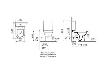 VitrA Tam Dayalı Klozet S50 Duvara Kompakt, 60 cm, 5427L003-0092