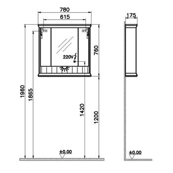 Vitra Valarte Dolaplı Ayna Neo Led Aydınlatmalı, 80 Cm, Retro Yeşil 65832