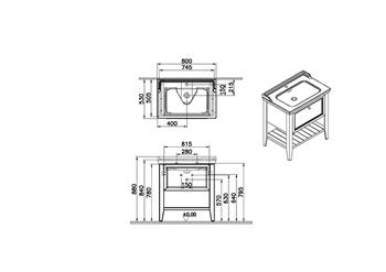 Vitra Valarte Etajerli Lavabo Dolabı Neo Tek Çekmeceli, 80 Cm, Çelik Mavisi (Lavabo Dahil) 65776