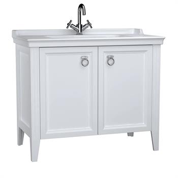 Vitra Valarte Kapaklı Etajerli Lavabo Dolabı, 100 Cm, Mat Beyaz (Lavabo Dahil-Krom Kulplu) 62156