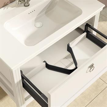 Vitra Valarte Tek Çekmeceli Etajerli Lavabo Dolabı, 100 cm, Mat Beyaz (Lavabo Dahil-Krom Kulplu) 62183 