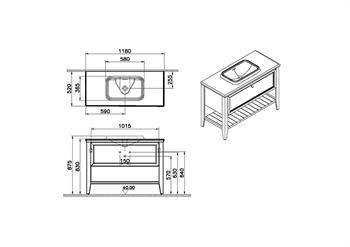 Vitra Valarte Tezgah Üstü Lavabo Dolabı Neo Tek Çekmeceli, 120 Cm, Retro Yeşil (Mermer Tezgah Ve Lavabo Dahil) 65822