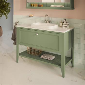 Vitra Valarte Tezgah Üstü Lavabo Dolabı Neo Tek Çekmeceli, 120 Cm, Retro Yeşil (Mermer Tezgah Ve Lavabo Dahil) 65822