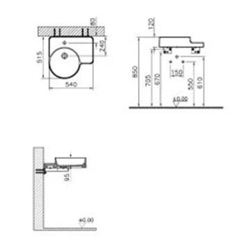 Vitra Voyage Sağdan Etajerli Lavabo, 54 cm 7223B403-0041 