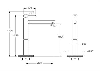 Vitra Yerden Lavabo Bataryası, Origin, Mat Siyah, A4266336WTC